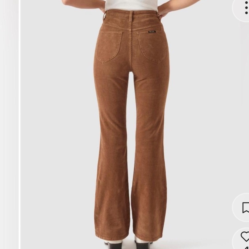 $160 NWT Rollas High Rise slim Bootcut Tobacco Cords women size 31 - Picture 2 of 7